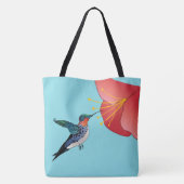 Tattoo Hummingbird and Red Flower Exotic Tote Bag (Achterkant)