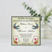  Tattoo huwelijksuitnodiging Vegas stijl Kaart (Staand voorkant)