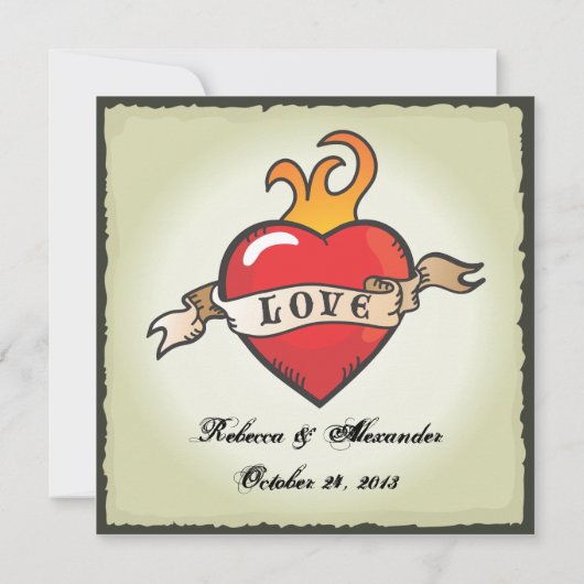  Tattoo huwelijksuitnodiging Vegas stijl Kaart (Achterkant)