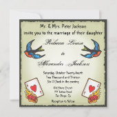 Tattoo huwelijksuitnodiging Vegas stijl Kaart (Voorkant)