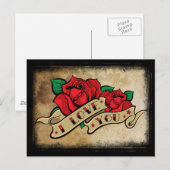 Tattoo Ik hou van je Roos Briefkaart (Voorkant / Achterkant)