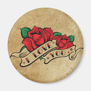 Tattoo Ik hou van je Roos Magnet