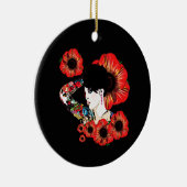 Tattoo inkt meisje onder papaverbloemen Kunst met  Keramisch Ornament (Rechts)