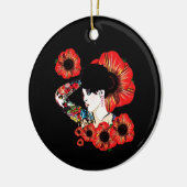 Tattoo inkt meisje onder papaverbloemen Kunst met  Keramisch Ornament (Links)