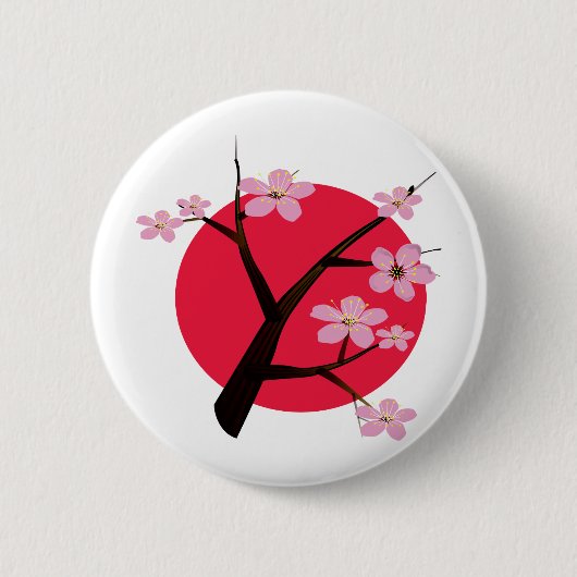Tattoo Japanse Cherry Blossom Ronde Button 5,7 Cm (Voorkant)