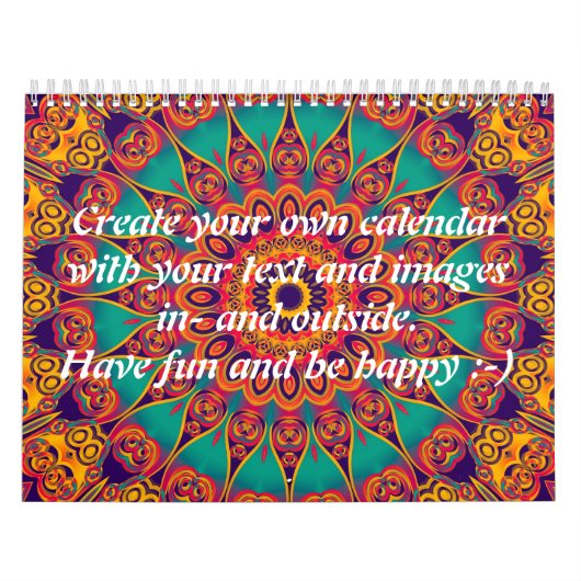 Tattoo Kaleidoscoop II + jouw tekst & afbeelding Kalender (Hoes)