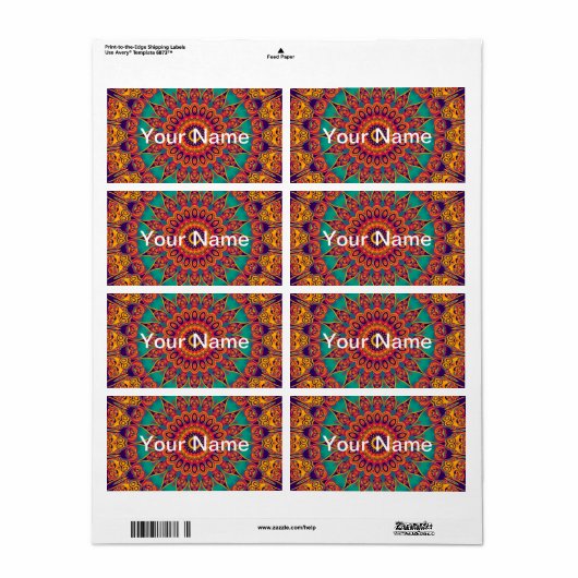 Tattoo Kaleidoscope Fractal Etiket (Full Sheet)