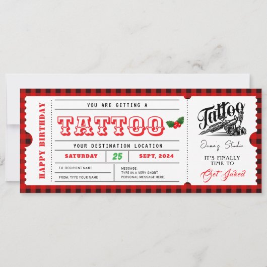 Tattoo Kerstcadeaubon Certificaatbon Kaart (Voorkant)