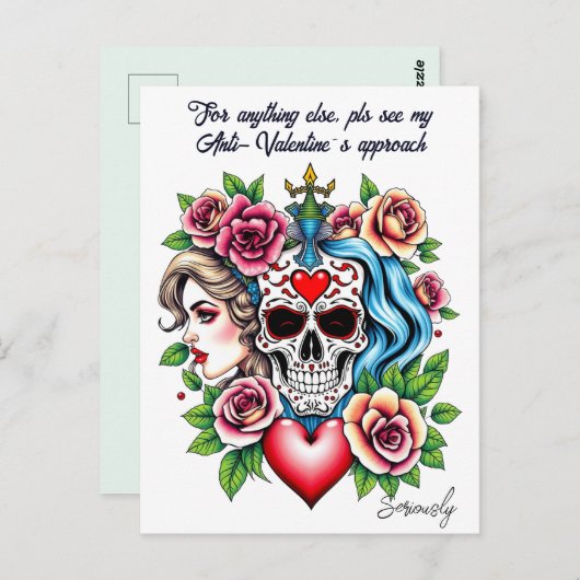 Tattoo kunst geïnspireerd unisex Anti-Valentijn cu Briefkaart (Voorkant / Achterkant)