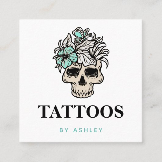 Tattoo Kunst Kunstenaar Skeletspieren Vierkante Visitekaartje (Voorkant)