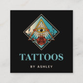 Tattoo kunstenaar Mystic Third Eye Roos  kosmisch Vierkante Visitekaartje (Voorkant)