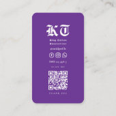 Tattoo Kunstenaar Royal Paarse Monogram Visitekaartje (Achterkant)