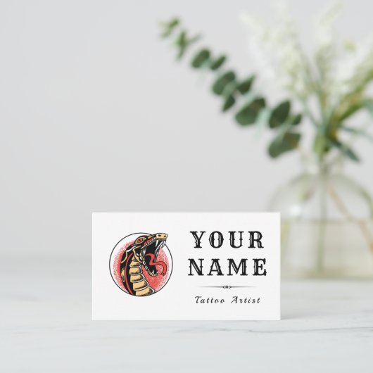 Tattoo kunstenaar Salon Ancient Snake Modern Trend Visitekaartje (Staand voorkant)