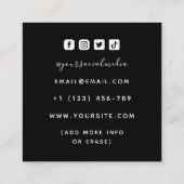 Tattoo kunstenaar Salon Tiger Skeleton Hand en Roo Vierkante Visitekaartje (Achterkant)