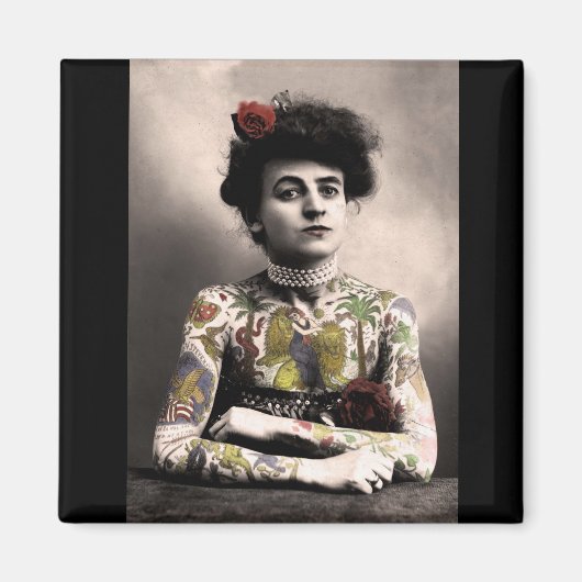 Tattoo Kunstenaar Vrouw  Fotomagneet Magneet (Voorkant)