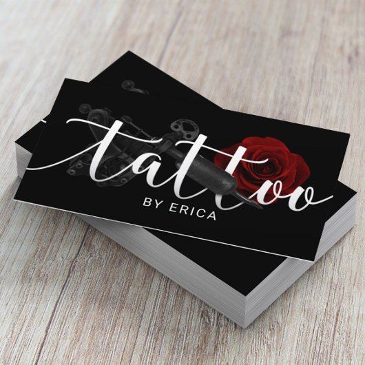 Tattoo Kunstmatig Tattoo Pistool & Roos Typografie Visitekaartje
