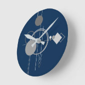 Tattoo Line Art | Abstracte marineblauw-steenkoolg Ronde Klok (Hoek)