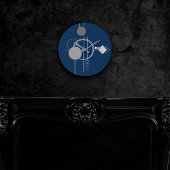 Tattoo Line Art | Abstracte marineblauw-steenkoolg Ronde Klok