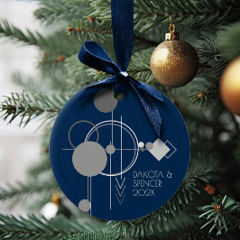 Tattoo Line Art | Bohemiaanse marine Blue Grey Kee Keramisch Ornament