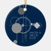 Tattoo Line Art | Bohemiaanse marine Blue Grey Kee Keramisch Ornament (Voorkant)