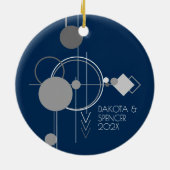 Tattoo Line Art | Bohemiaanse marine Blue Grey Kee Keramisch Ornament (Achterkant)