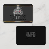 Tattoo Logo Tekening grijs, rugzak, goud Visitekaartje (Voorkant / Achterkant)