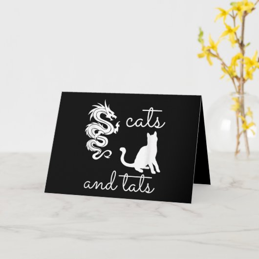 Tattoo Lover geeft katten en tats dragon Kitten Kaart (Gele Bloem)