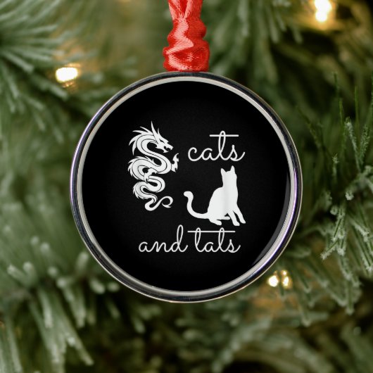 Tattoo Lover geeft katten en tats dragon Kitten Metalen Ornament (Boom)