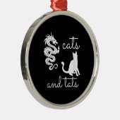 Tattoo Lover geeft katten en tats dragon Kitten Metalen Ornament (Rechts)