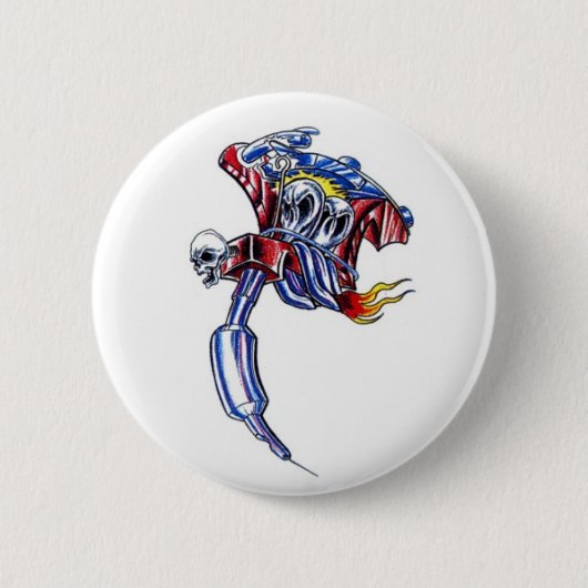 tattoo machine schedel ronde button 5,7 cm (Voorkant)