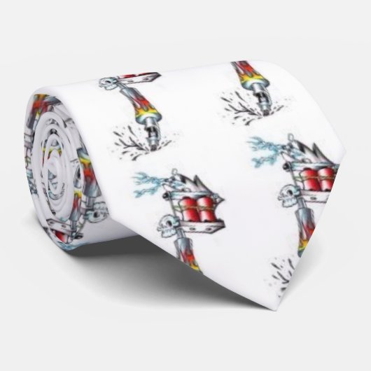 Tattoo machine Wit, zilverachtig Stropdas (Opgerold)