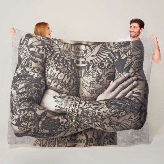 Tattoo Mannelijke borst Fotografie Fleece Deken (In situ)