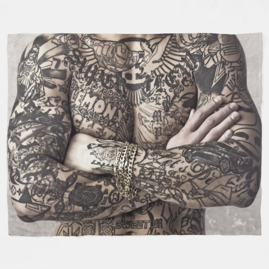Tattoo Mannelijke borst Fotografie Fleece Deken (Voorkant (Horizontaal))