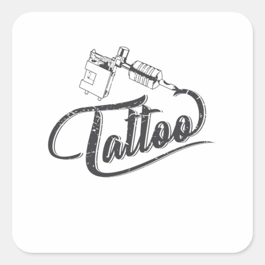 Tattoo Maschine Tätowierung Körperkult mit Tattoon Vierkante Sticker (Voorkant)