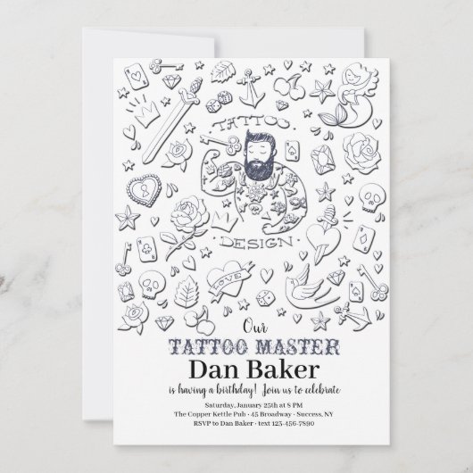 Tattoo Master Birthday Uitnodiging (Voorkant)