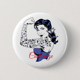 Tattoo Meisje omhoog Thunder_Cove Ronde Button 5,7 Cm