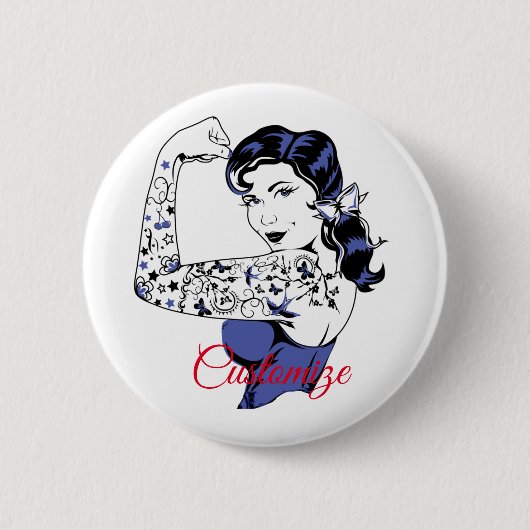 Tattoo Meisjesarm omhoog Thunder_Cove Ronde Button 5,7 Cm (Voorkant)