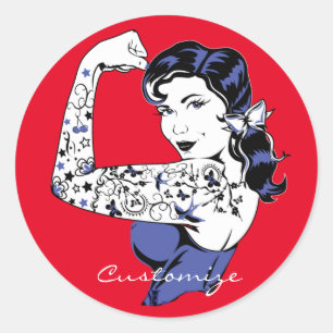 Tattoo Meisjesarm omhoog Thunder_Cove Ronde Sticker