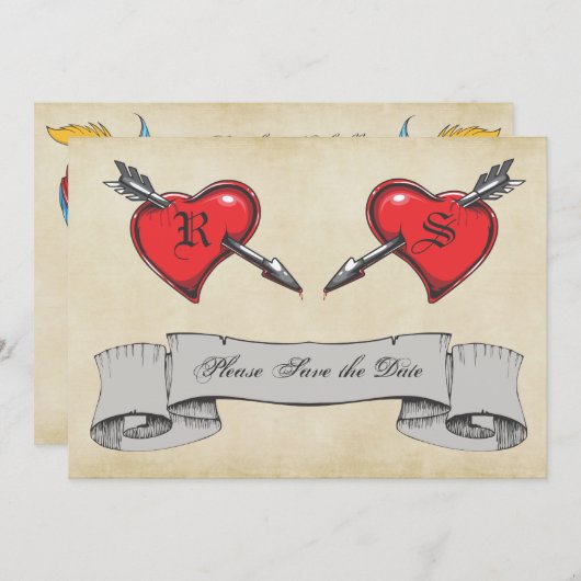 Tattoo met de zegsdatum Kaart (Voorkant / Achterkant)