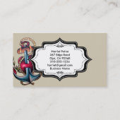 Tattoo met een schuine borst visitekaartje (Achterkant)