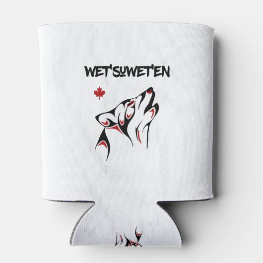 Tattoo met natte en Howling Wolf Haida-stijl Kleur Blikjeskoeler (Achterkant)