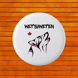 Tattoo met natte en Howling Wolf Haida-stijl Kleur Ronde Button 5,7 Cm