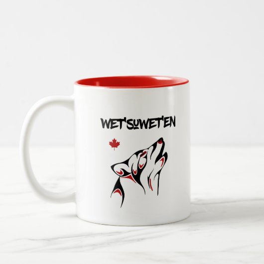 Tattoo met natte en Howling Wolf Haida-stijl Kleur Tweekleurige Koffiemok (Links)