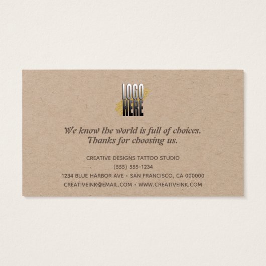 Tattoo Microblading Aftercare Instructions Kraft Visitekaartje (Achterkant)