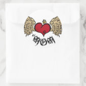 Tattoo Moeder gekroond hart met vleugels Ronde Sticker (Tas)