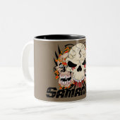 Tattoo Mok bij vuurkop met acht kogelvrije val (Voorkant links)