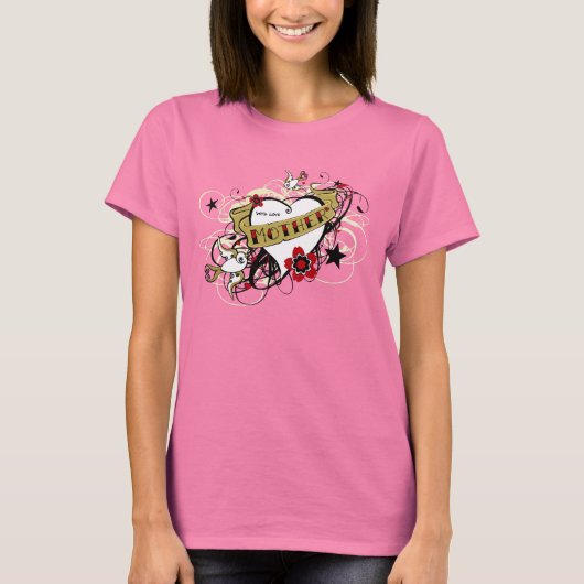 Tattoo MOM Heart & Swallows T-shirt (Voorkant)