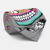 Tattoo Muerte Sugar Skull Dia de Los Muertes Strop Stropdas (Opgerold)