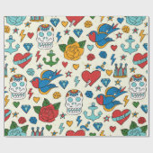 Tattoo naadloos patroon. cadeaupapier (Vlak)