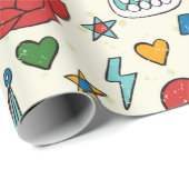 Tattoo naadloos patroon. cadeaupapier (Rol Hoek)